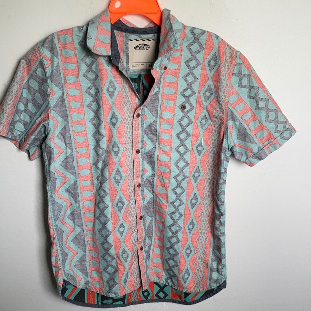 Vans Button Down With Multi Color Two Toned Print… - image 2